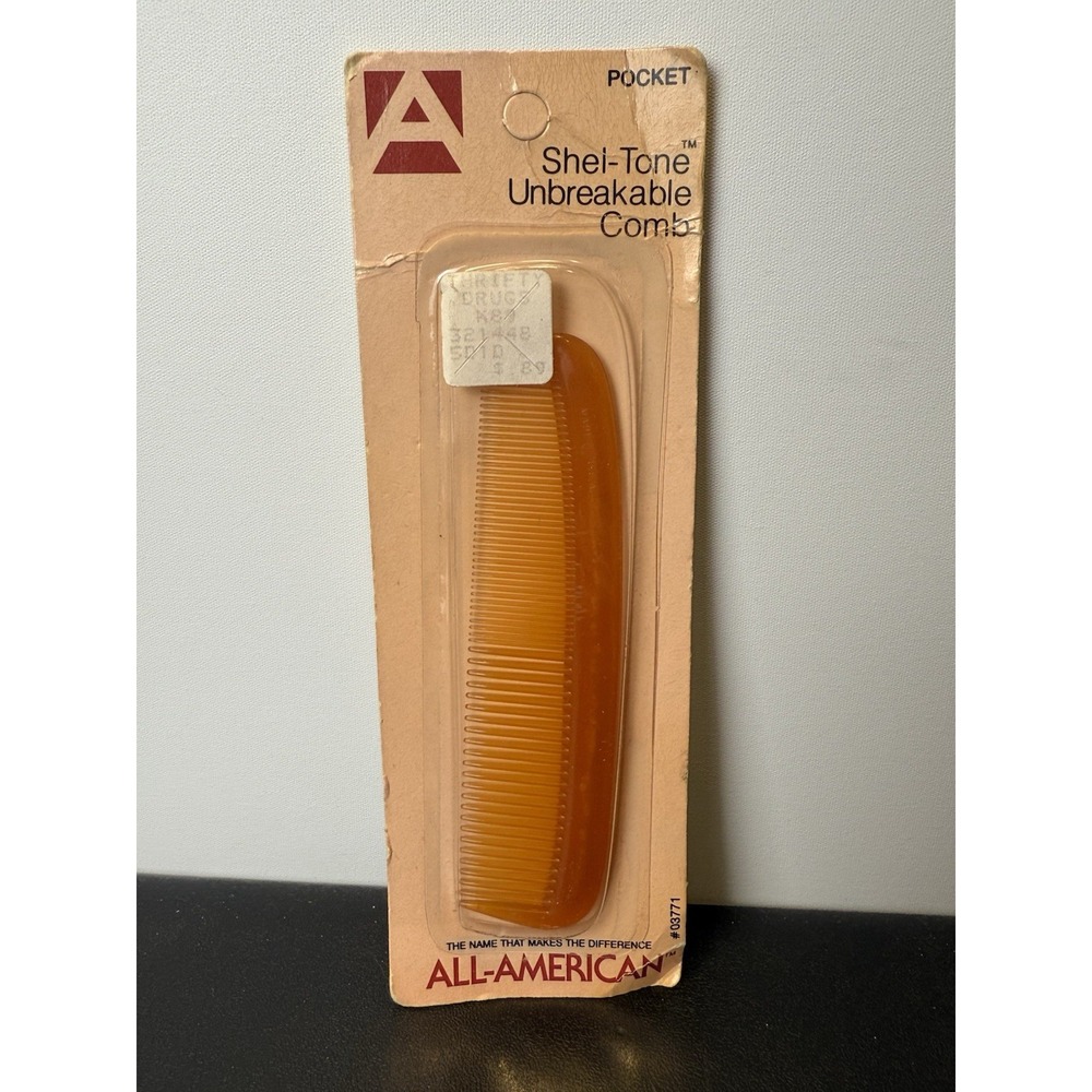 Vtg Unbreakable Pocket Comb Shel-Tone All-American Sealed New in Package‎ 03771